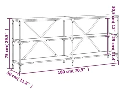Mesa consola hierro madera ingeniería roble ahumado 180x30x75cm