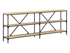 Mesa consola hierro madera ingeniería roble Sonoma 200x30x75 cm