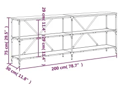 Mesa consola hierro madera ingeniería roble Sonoma 200x30x75 cm