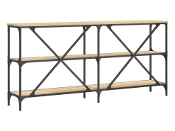 Mesa consola hierro madera ingeniería roble Sonoma 160x30x75 cm