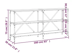 Mesa consola hierro madera ingeniería roble Sonoma 160x30x75 cm