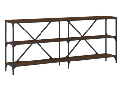 Mesa consola hierro madera ingeniería roble marrón 180x30x75 cm ES966529