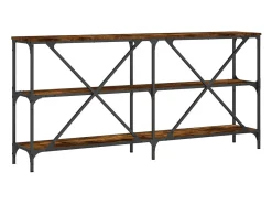 Mesa consola hierro madera ingeniería roble ahumado 160x30x75cm
