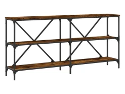 Mesa consola hierro madera ingeniería roble ahumado 160x30x75cm