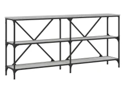 Mesa consola hierro y madera ingeniería gris Sonoma 160x30x75cm