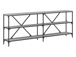 Mesa consola hierro y madera ingeniería gris Sonoma 200x30x75cm ES587800