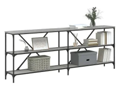 Mesa consola hierro y madera ingeniería gris Sonoma 200x30x75cm ES587800