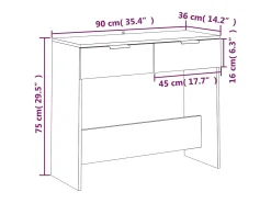 Mesa consola madera contrachapada roble ahumado 90x36x75 cm