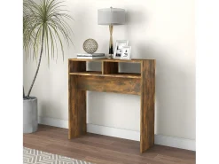 Mesa consola madera contrachapada roble ahumado 78x30x80 cm