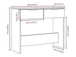 Mesa consola madera contrachapada envejecida 90x36x75 cm