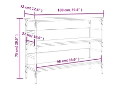 Mesa consola madera de ingeniería gris Sonoma 100x32x75 cm