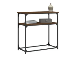 Mesa consola madera de ingeniería marrón roble 75x35,5x75 cm