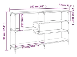 Mesa consola madera de ingeniería roble ahumado 160x32x95 cm