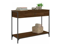 Mesa consola madera de ingeniería marrón roble 100x34,5x75 cm