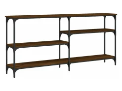Mesa consola madera de ingeniería marrón roble 160x29x75 cm