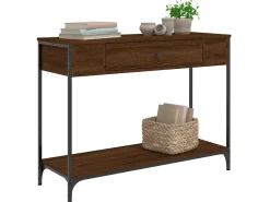 Mesa consola madera de ingeniería marrón roble 100x34,5x75 cm ES109170