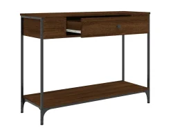 Mesa consola madera de ingeniería marrón roble 100x34,5x75 cm ES109170