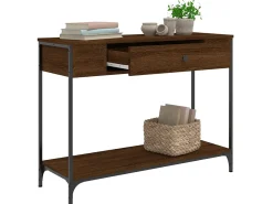 Mesa consola madera de ingeniería marrón roble 100x34,5x75 cm ES109170
