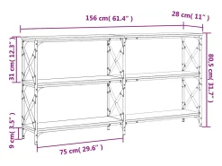 Mesa consola madera de ingeniería roble ahumado 156x28x80,5 cm