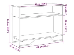 Mesa consola madera de ingeniería gris Sonoma 100x35x74,5 cm