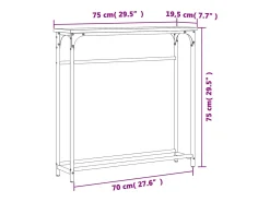 Mesa consola madera de ingeniería roble Sonoma 75x19,5x75 cm