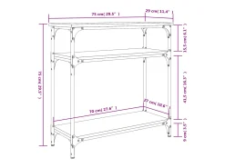 Mesa consola madera de ingeniería marrón roble 75x29x75 cm