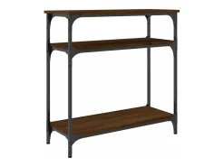 Mesa consola madera de ingeniería marrón roble 75x29x75 cm