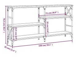 Mesa consola madera de ingeniería marrón roble 150x29x76,5 cm