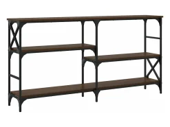 Mesa consola madera de ingeniería marrón roble 150x29x76,5 cm