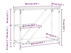 Mesa consola madera de ingeniería gris Sonoma 88,5x30x75 cm