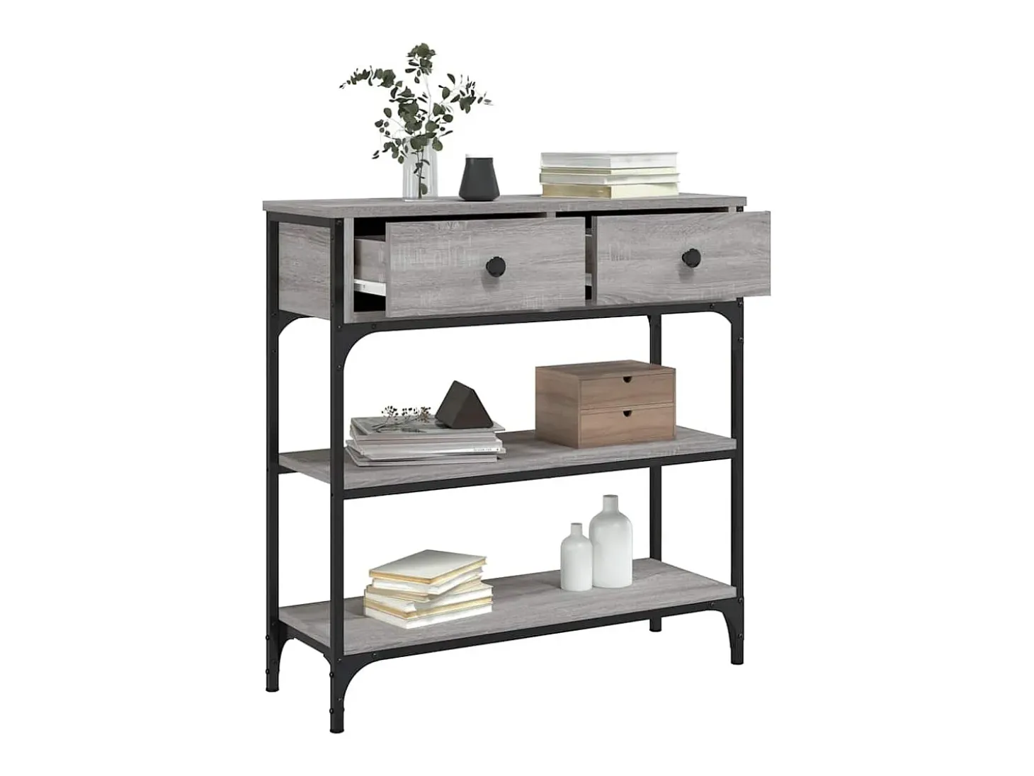 Mesa consola madera de ingeniería gris Sonoma 72,5x25x75 cm