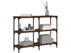 Mesa consola madera de ingeniería marrón roble 100x29x75 cm ES243576
