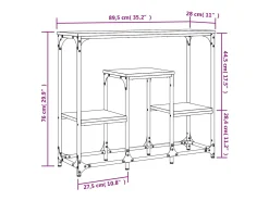 Mesa consola madera de ingeniería roble ahumado 89,5x28x76 cm