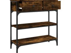 Mesa consola madera de ingeniería roble ahumado 72,5x25x75 cm ES470556