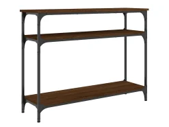 Mesa consola madera de ingeniería marrón roble 100x29x75 cm ES932740