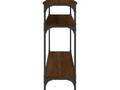 Mesa consola madera de ingeniería marrón roble 100x29x75 cm ES932740