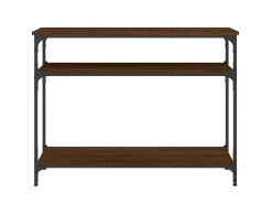 Mesa consola madera de ingeniería marrón roble 100x29x75 cm ES932740