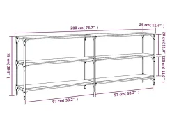 Mesa consola madera de ingeniería gris Sonoma 200x29x75 cm