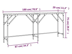 Mesa consola madera de ingeniería gris Sonoma 180x29x75 cm