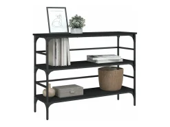 Mesa consola madera de ingeniería negro 100x32x75 cm ES523360