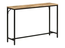 Mesa consola madera maciza mango rugosa y hierro 110x30x75 cm