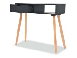 Mesa consola Madera maciza de pino 80 x 30 x 72 cm Negro