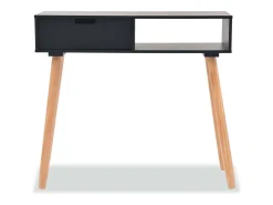 Mesa consola Madera maciza de pino 80 x 30 x 72 cm Negro