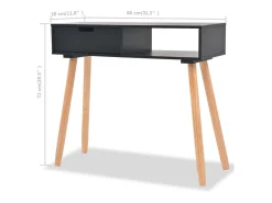 Mesa consola Madera maciza de pino 80 x 30 x 72 cm Negro