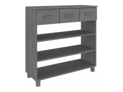 Mesa consola madera maciza de pino gris oscuro 90x35x90 cm