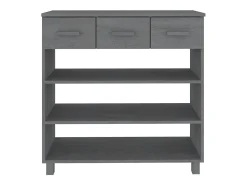 Mesa consola madera maciza de pino gris oscuro 90x35x90 cm