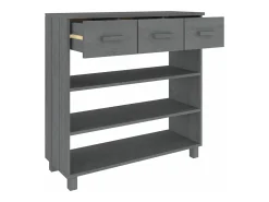 Mesa consola madera maciza de pino gris oscuro 90x35x90 cm