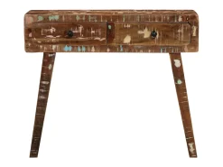 Mesa consola madera maciza reciclada 90x32x75 cm