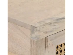 Mesa consola madera maciza de mango y caña natural 100x35x76 cm ES275126