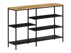 Mesa consola madera maciza mango rugosa y hierro 110x30x75 cm